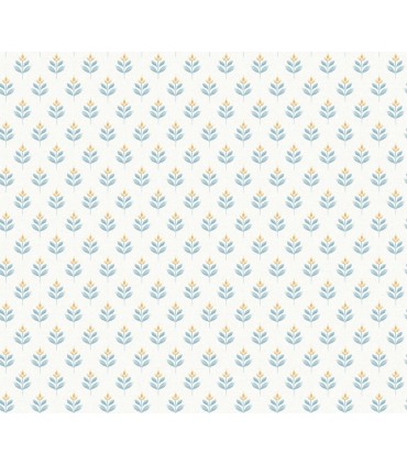 LL3233 - Serene Teal Floral Stamp Wallpaper-Layered Luxe