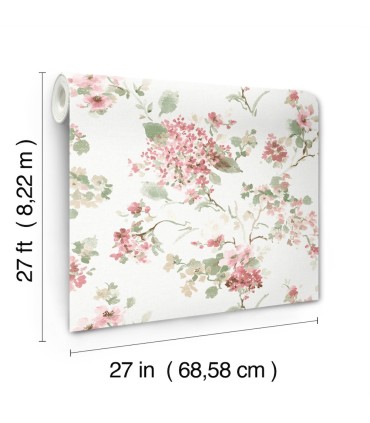 LL3231 - Veiled Garden Pink Floral Wallpaper-Layered Luxe