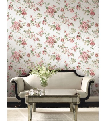 LL3231 - Veiled Garden Pink Floral Wallpaper-Layered Luxe