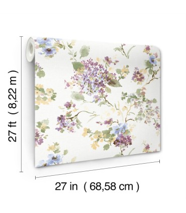 LL3232 - Veiled Garden Plum Floral Wallpaper-Layered Luxe