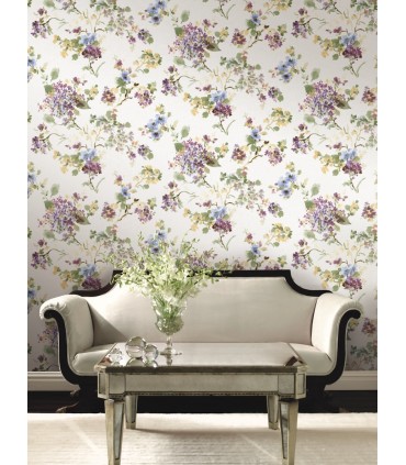 LL3232 - Veiled Garden Plum Floral Wallpaper-Layered Luxe