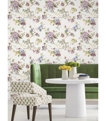 LL3232 - Veiled Garden Plum Floral Wallpaper-Layered Luxe