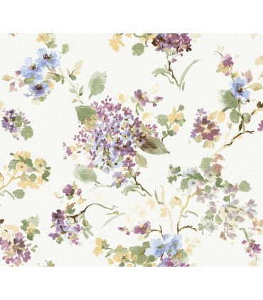 LL3232 - Veiled Garden Plum Floral Wallpaper-Layered Luxe