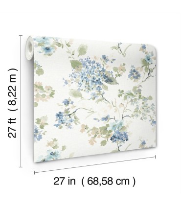 LL3229 - Veiled Garden Sky Blue Floral Wallpaper-Layered Luxe