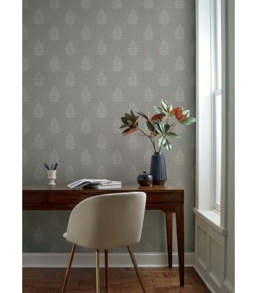 4169-83128 - Frond Charcoal Leaf Wallpaper by Chesapeake