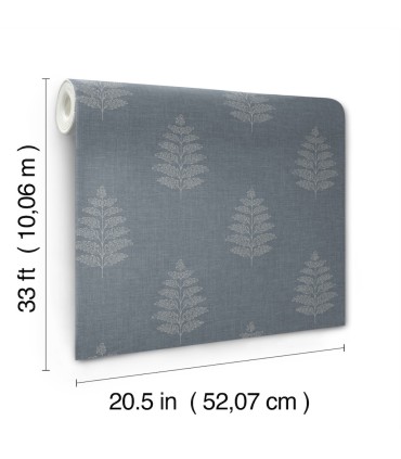 4169-83127 - Frond Denim Leaf Wallpaper by Chesapeake