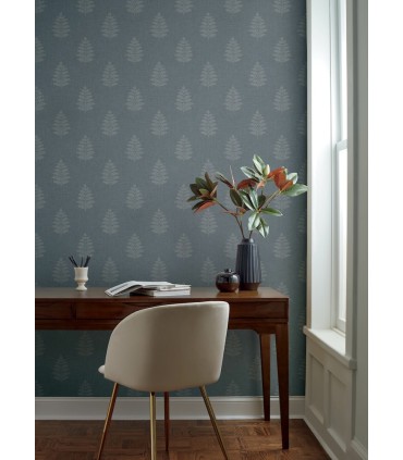 4169-83127 - Frond Denim Leaf Wallpaper by Chesapeake
