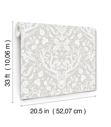 4169-12701 - Kiwassa Grey Antler Damask Wallpaper by Chesapeake