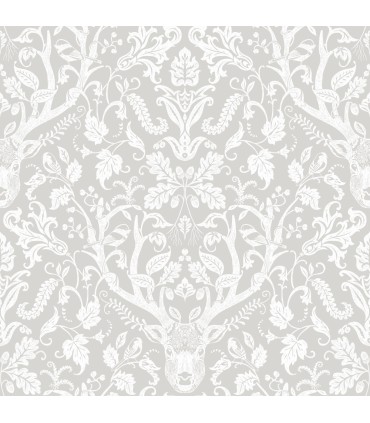 4169-12701 - Kiwassa Grey Antler Damask Wallpaper by Chesapeake