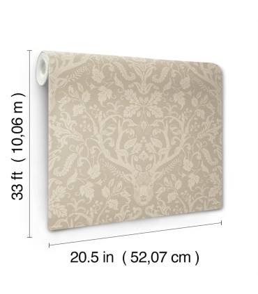 4169-12705 - Kiwassa Light Brown Antler Damask Wallpaper by Chesapeake