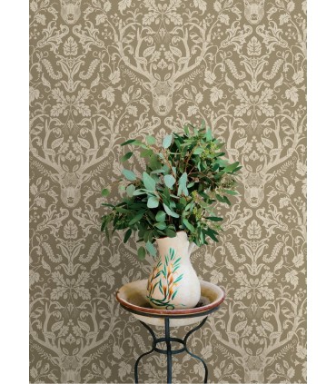 4169-12705 - Kiwassa Light Brown Antler Damask Wallpaper by Chesapeake