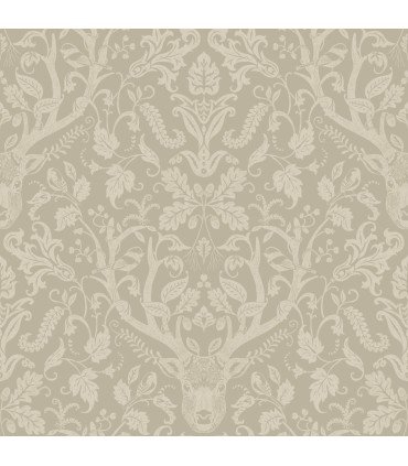 4169-12705 - Kiwassa Light Brown Antler Damask Wallpaper by Chesapeake