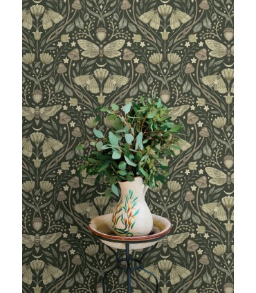 4169-83120 - Mystic Moth Dark Green Forest Magic Wallpaper by Chesapeake