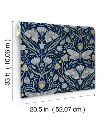 4169-83118 - Mystic Moth Navy Forest Magic Wallpaper by Chesapeake