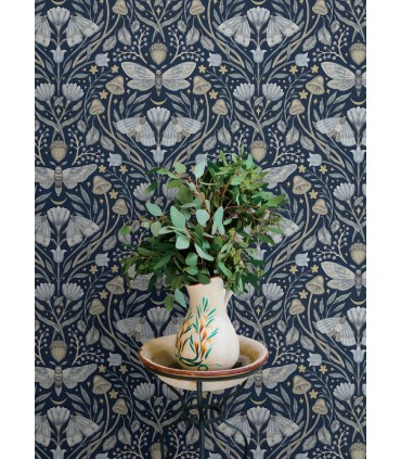 4169-83118 - Mystic Moth Navy Forest Magic Wallpaper by Chesapeake