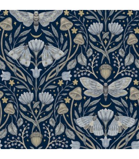 4169-83118 - Mystic Moth Navy Forest Magic Wallpaper by Chesapeake