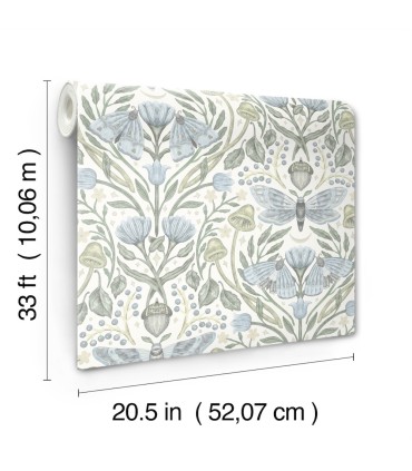 4169-83117 - Mystic Moth Sky Blue Forest Magic Wallpaper by Chesapeake