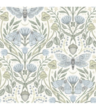 4169-83117 - Mystic Moth Sky Blue Forest Magic Wallpaper by Chesapeake