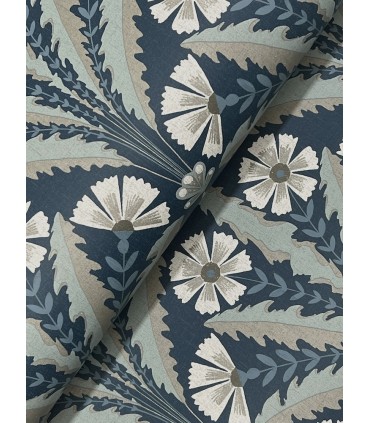 4169-27600 - Tap Root Dark Blue Floral Damask Wallpaper by Chesapeake