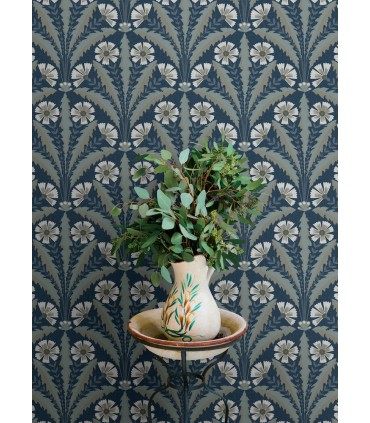 4169-27600 - Tap Root Dark Blue Floral Damask Wallpaper by Chesapeake