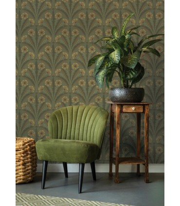 4169-27604 - Tap Root Green Floral Damask Wallpaper by Chesapeake