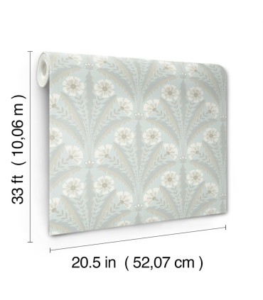 4169-27602 - Tap Root Light Blue Floral Damask Wallpaper by Chesapeake
