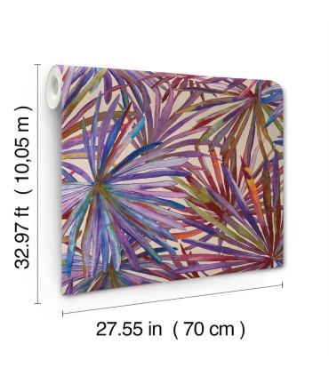 4193-7452 - Corifa Purple Palm Leaf Wallpaper-Portofino by A Street