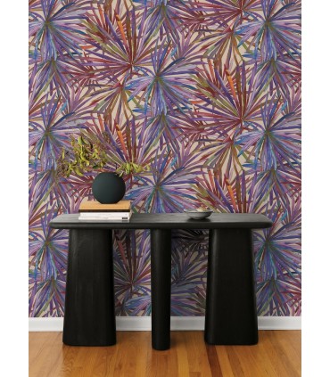 4193-7452 - Corifa Purple Palm Leaf Wallpaper-Portofino by A Street