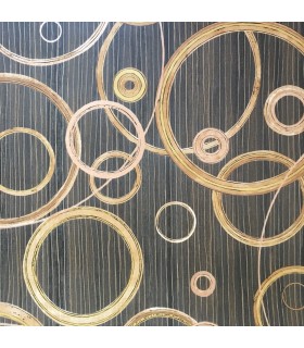 LW832 - Circles Wallpaper Black and Gold