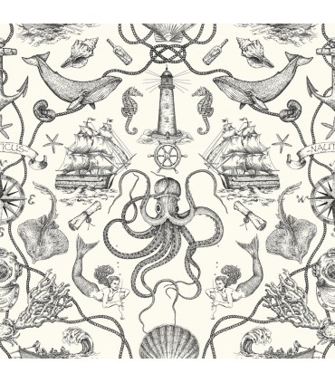 HO3360 - Tailored Wallpaper by York - Deep Sea Toile