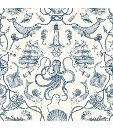 HO3361 - Tailored Wallpaper by York - Deep Sea Toile
