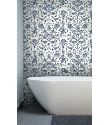 HO3361 - Tailored Wallpaper by York - Deep Sea Toile