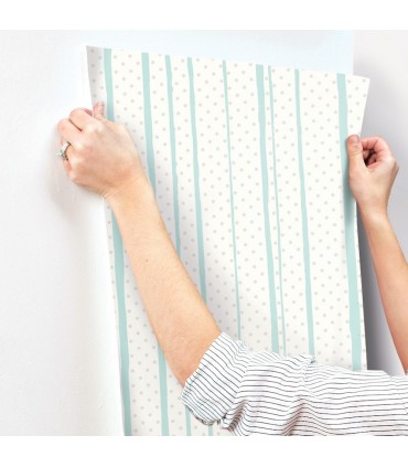 RMK10702WP - Peel and Stick Wallpaper-All Mixed Up Silver and Teal