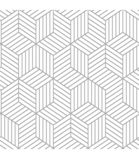 RMK10705WP - Peel and Stick Wallpaper-Striped Hexagon White and Grey