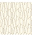 RMK10704WP - Peel and Stick Wallpaper-Striped Hexagon White and Gold
