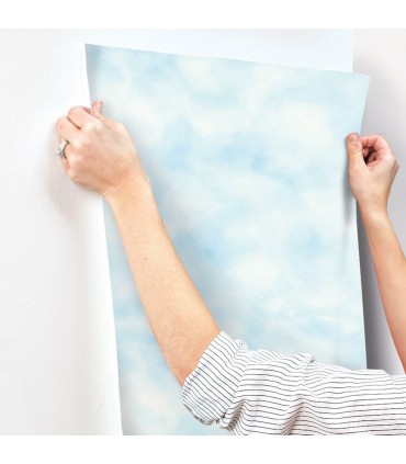RMK10708WP - Peel and Stick Wallpaper-Clouds in Teal