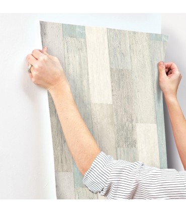 RMK10840WP - Peel and Stick Wallpaper-Weathered Wood Blue