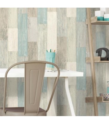 RMK10840WP - Peel and Stick Wallpaper-Weathered Wood Blue