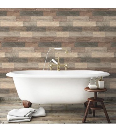 RMK10841WP - Peel and Stick Wallpaper-Weathered Wood Brown
