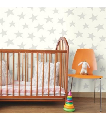 RMK10848WP - Peel and Stick Wallpaper-Star-Grey