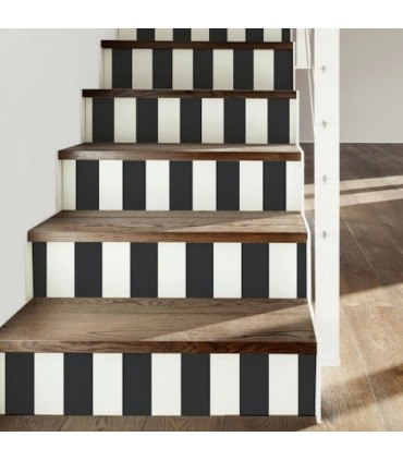 RMK11082WP - Peel and Stick Wallpaper-Awning Stripe-Black