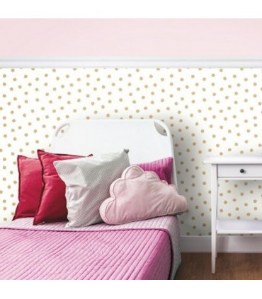 RMK3524WP - Peel and Stick Wallpaper-Small Gold Dot
