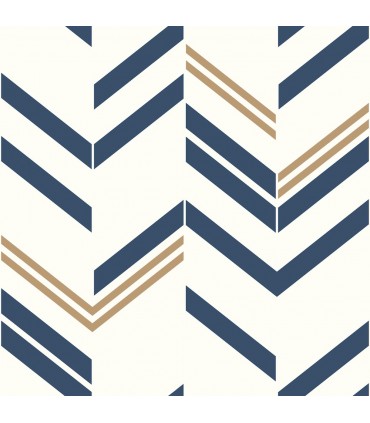 RMK9002WP - Peel and Stick Wallpaper-Blue Chevron Stripe