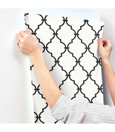 RMK9018WP - Peel and Stick Wallpaper-Modern Black Trellis