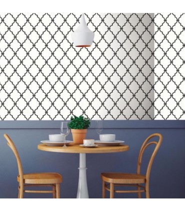 RMK9018WP - Peel and Stick Wallpaper-Modern Black Trellis