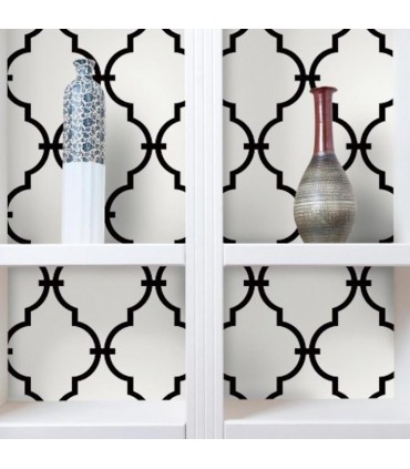 RMK9018WP - Peel and Stick Wallpaper-Modern Black Trellis