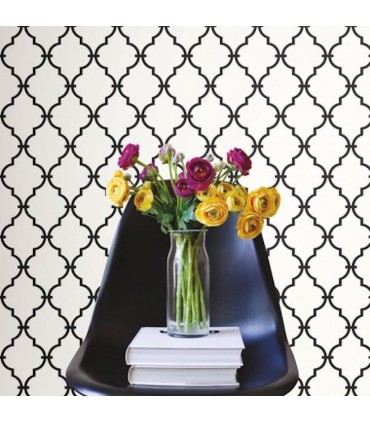 RMK9018WP - Peel and Stick Wallpaper-Modern Black Trellis