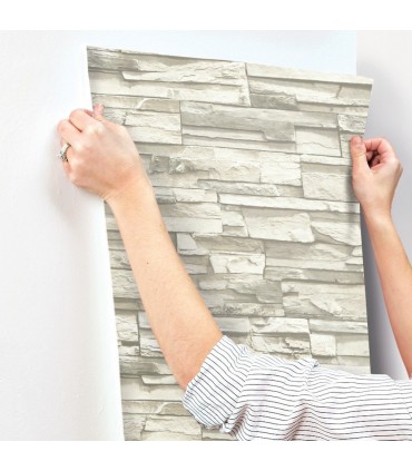 RMK9026WP - Peel and Stick Wallpaper-Stacked Stone
