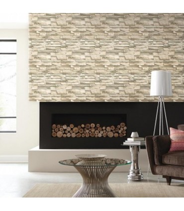 RMK9026WP - Peel and Stick Wallpaper-Stacked Stone