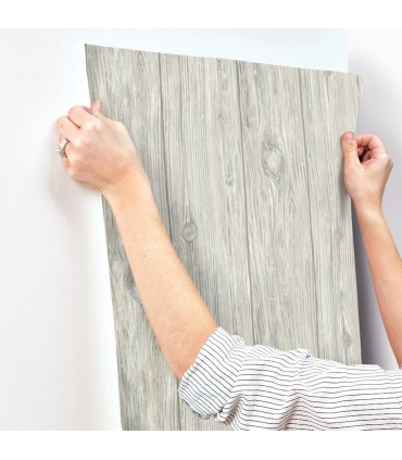RMK9086WP - Peel and Stick Wallpaper-Grey Wood Planks